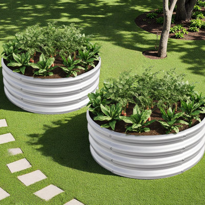 2 pièces W840116761 Lit de jardin surélevé en métal avec - Revêtement pour la croissance sécuritaire des légumes et des herbes, Installation rapide de légumes, à assembler
