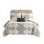 Couette 4 pièces avec coussin décoratif - King/ King Noir/ Garnissage 100 % microfibre imprimé
