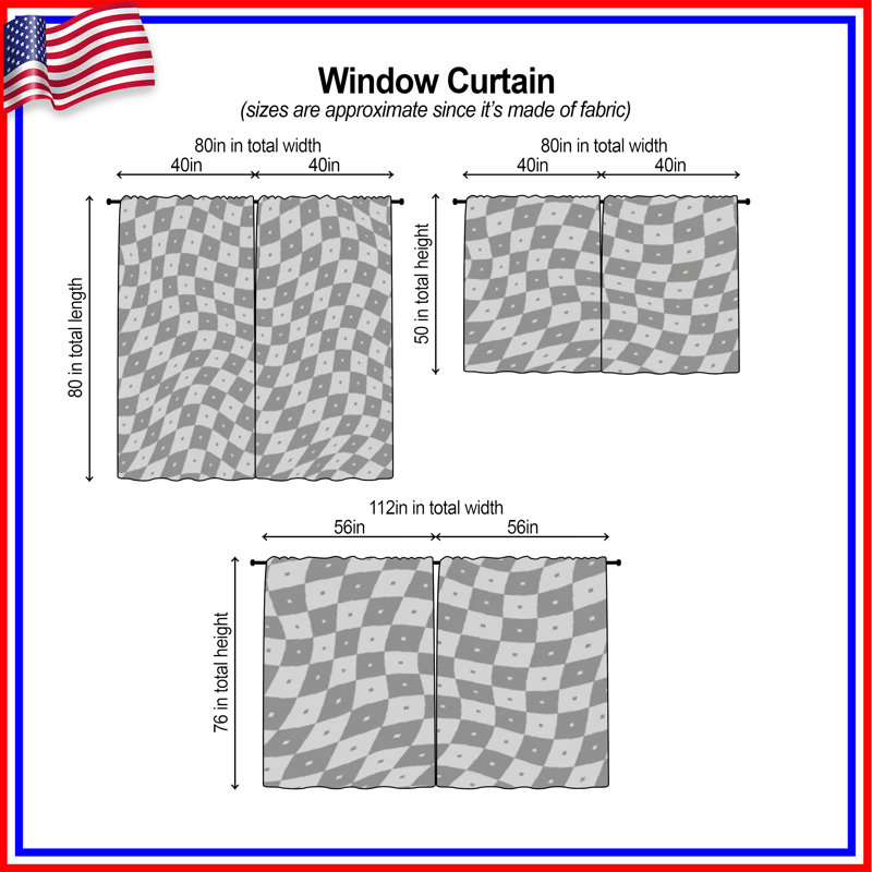 Rideaux obscurcissant et obscurcissant à carreaux ondulés - 2 panneaux, 56in x 76in - 2 panels, Sheer