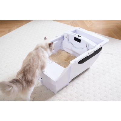 Smart Cat Litter Box Featuring Wide Opening And Automatic Self - Cleaning, Ideal For Big Cats, Led Indicator, Washable Design, American Product, Abs Filler Box, Indicator Function, Main Material