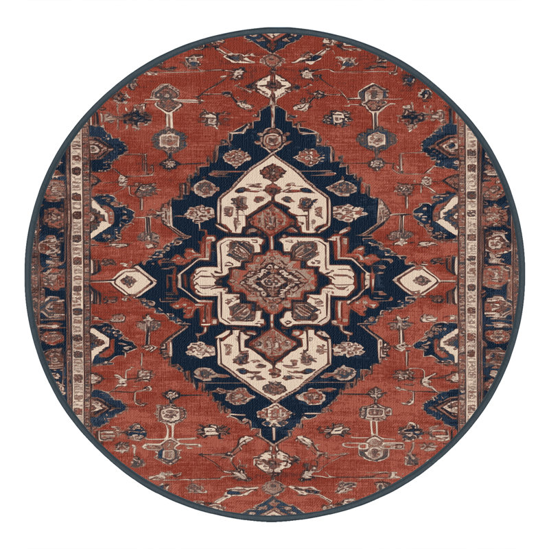 Tapis brun lavable à la machine, Rond 4 pi