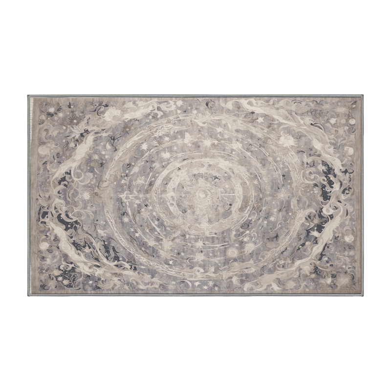 Machine Washable Gray Area Rug, Rectangle 4' x 6'