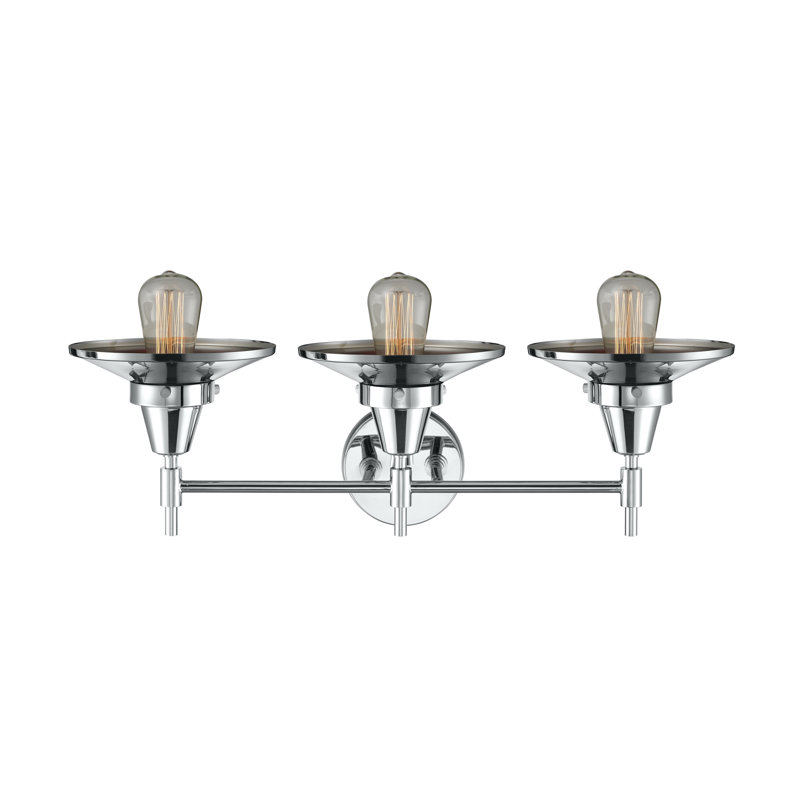 Éclairage pour meuble-lavabo à 3 lumières à intensité variable Gayle, Ampoule incandescente rétro de 60 watts, Chrome poli
