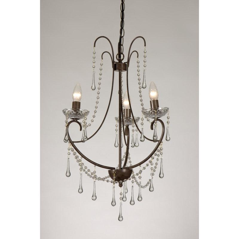 3 - Light Candle Style Chandelier, Rusty