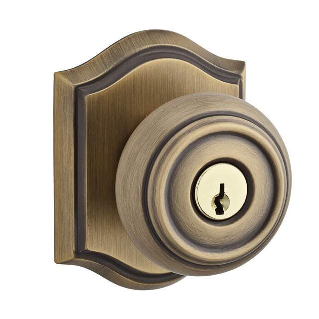 Traditional Keyed Door Knob with Traditional Arch Rose, Polished Brass, Keyed Alike, Yes