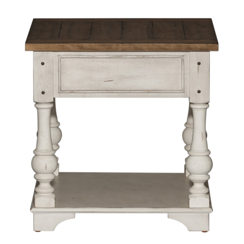 Morgan Creek Antique White and Tobacco 24'' Traditional End Table with Storage