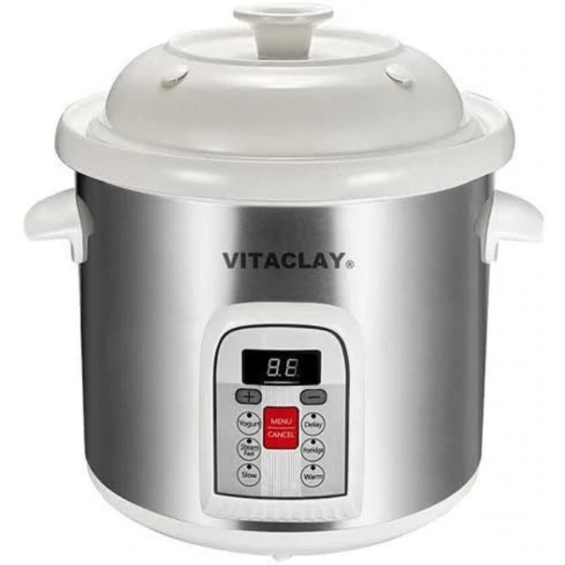 Vitaclay 6 pte Casserole Multi Crock 'N Stock, Blanc / Gris