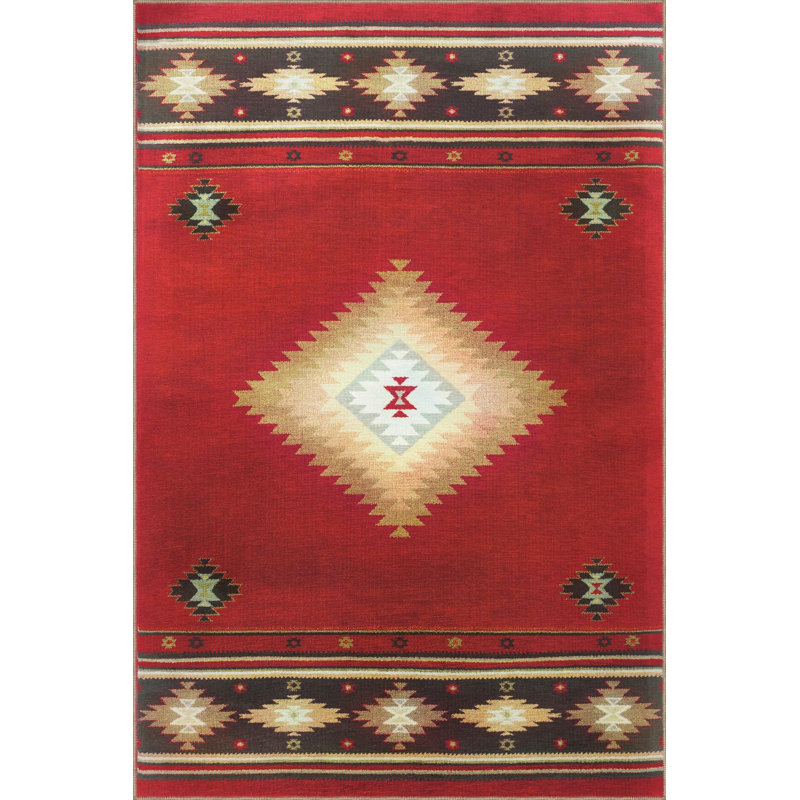 Tapis décoratif à motif géométrique vintage à thème lavable à la machine, Sous-tapis carré 3 pi 3 po inclus