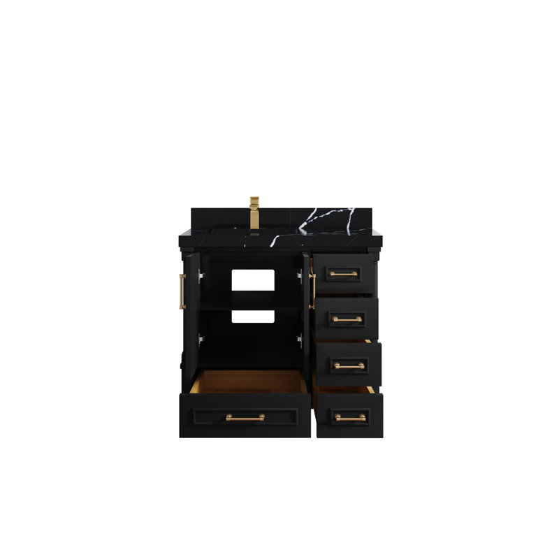 Ensemble de meuble-lavabo simple 36 po Aberdeen, Noir Calacatta
