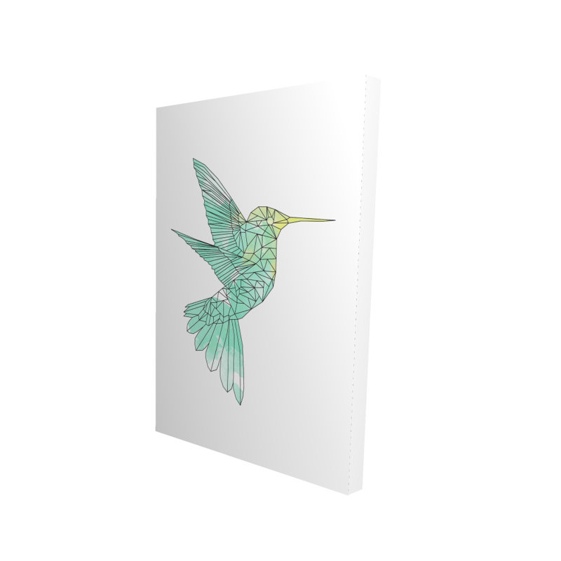 Geometric Hummingbird Canvas - Neo Mint Bird Home Decor