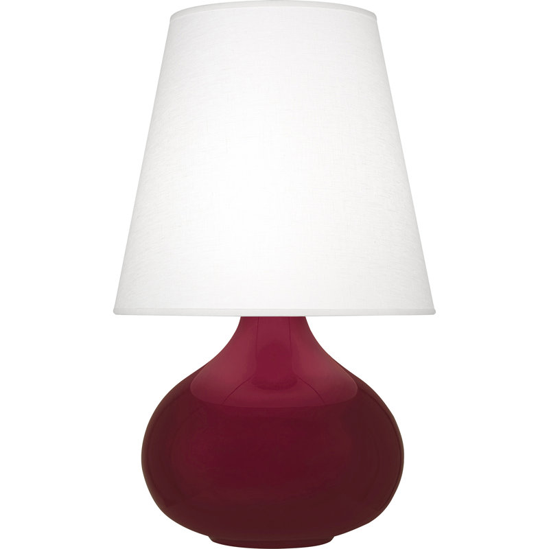 June 30.75" Table Lamp, Oyster Linen, Sugar Plum Glazed