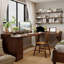 Brown L-Shaped Solid Wood With 3 Drawers Desks-108772260-108772263