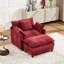 Fauteuil d'appoint rembourré en chenille 39,4 po, fauteuil de lecture pour chambre à coucher, fauteuil de lecture moderne 39,4 po avec repose-pieds
