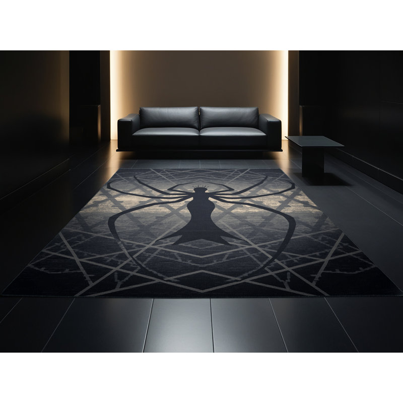 Tapis gris moelleux moelleux Redner Spider Grandmother, 3 X 5