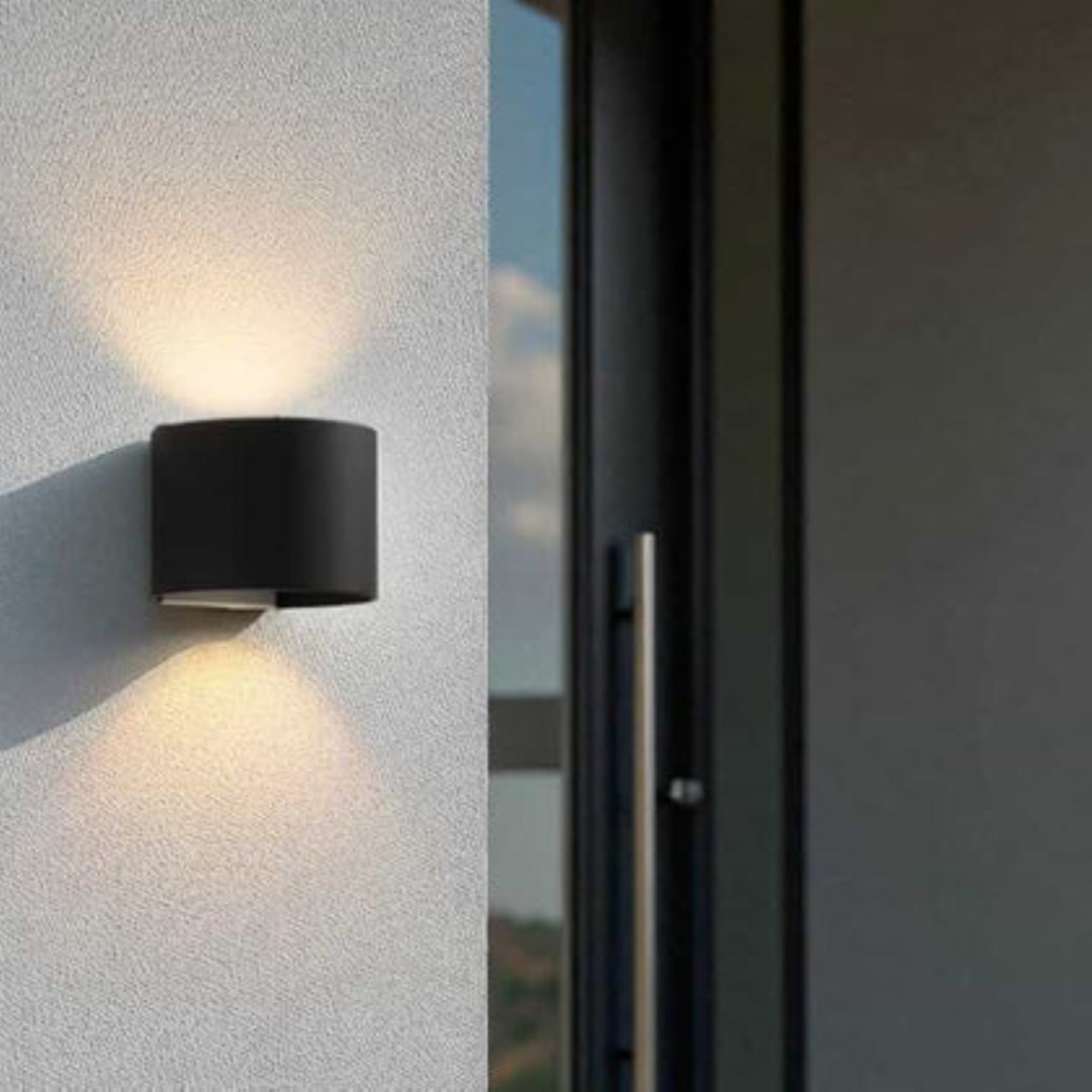UltraBeam 6 Watt LED Round Black Up and Down Outdoor LED Wall Light  600 Lumens - IP65 Rated