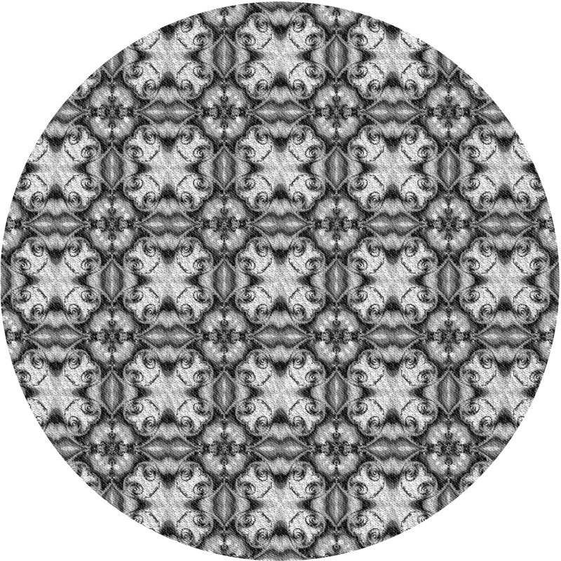 Tapis noir/blanc cassé à motifs, Rond 5 pi