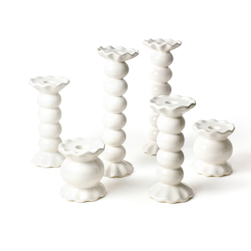 Ensemble de porte-bougie blanc à boutons 6 pièces Signature
