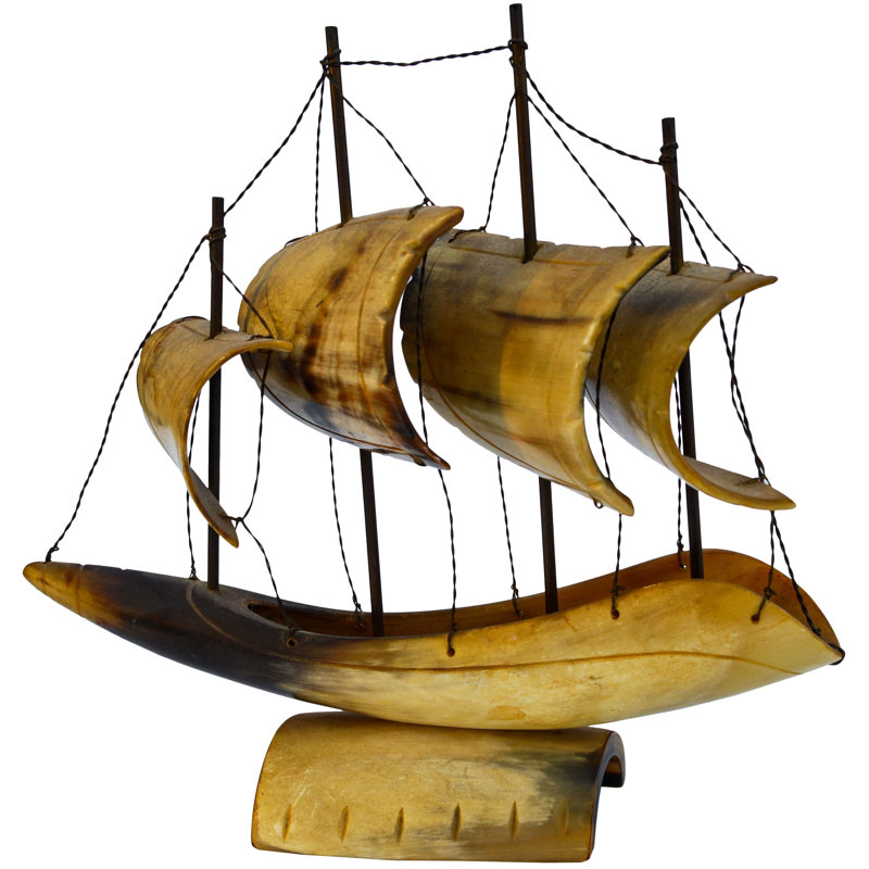 Mid-century Handcrafted Horn Ship