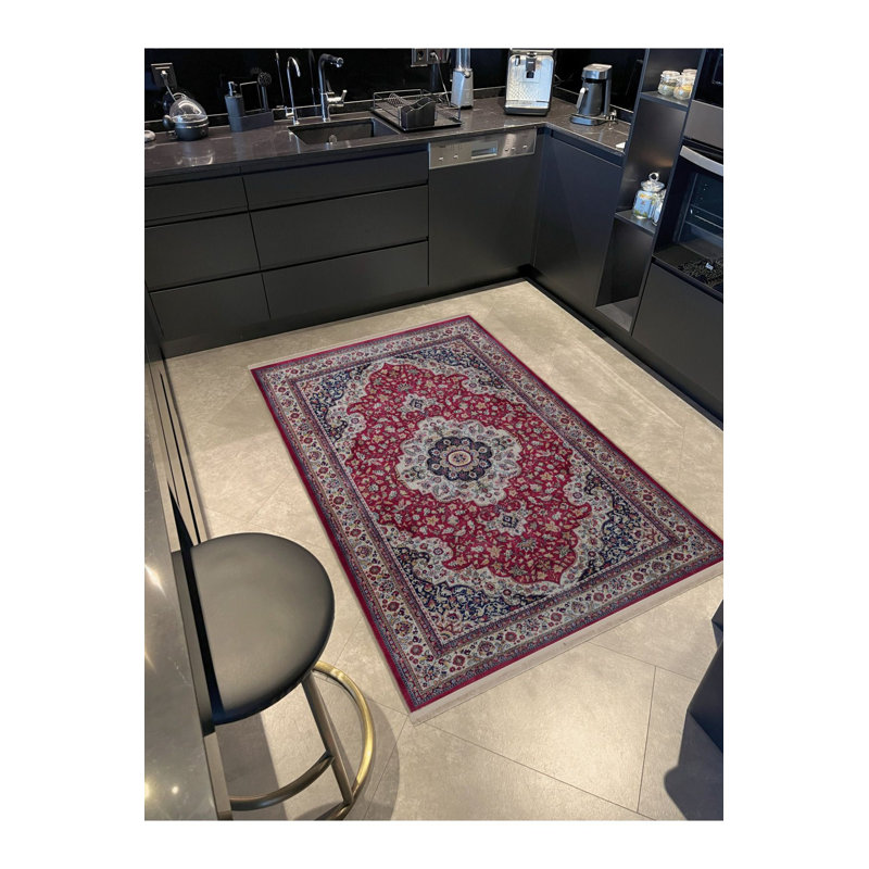 Tapis décoratif multicolore à motif floral traditionnel lavable à la machine, Tapis de couloir 3 pi 3 po x 9 pi 10 po