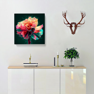 Carnation Flower Glitch - Wrapped Canvas
