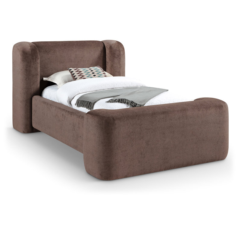 Modena Jadeth Chenille Fabric Bed, Twin, Brown Chenille Fabric