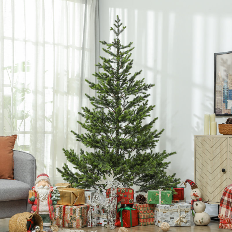 Arbre de Noël artificiel clairsemé avec base en acier, 6'