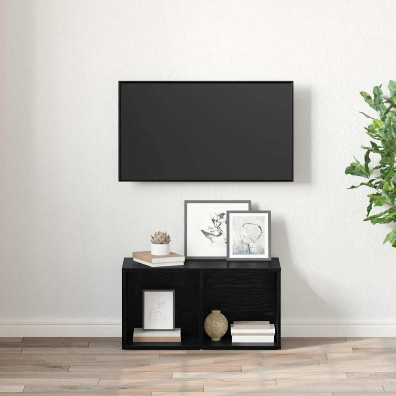 TV Cabinet Engineered Wood, Black Oak, 37cm H x 72cm L x 35cm W