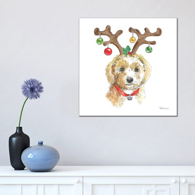Holiday Paws VI On White by Beth Grove - Wrapped Canvas Print