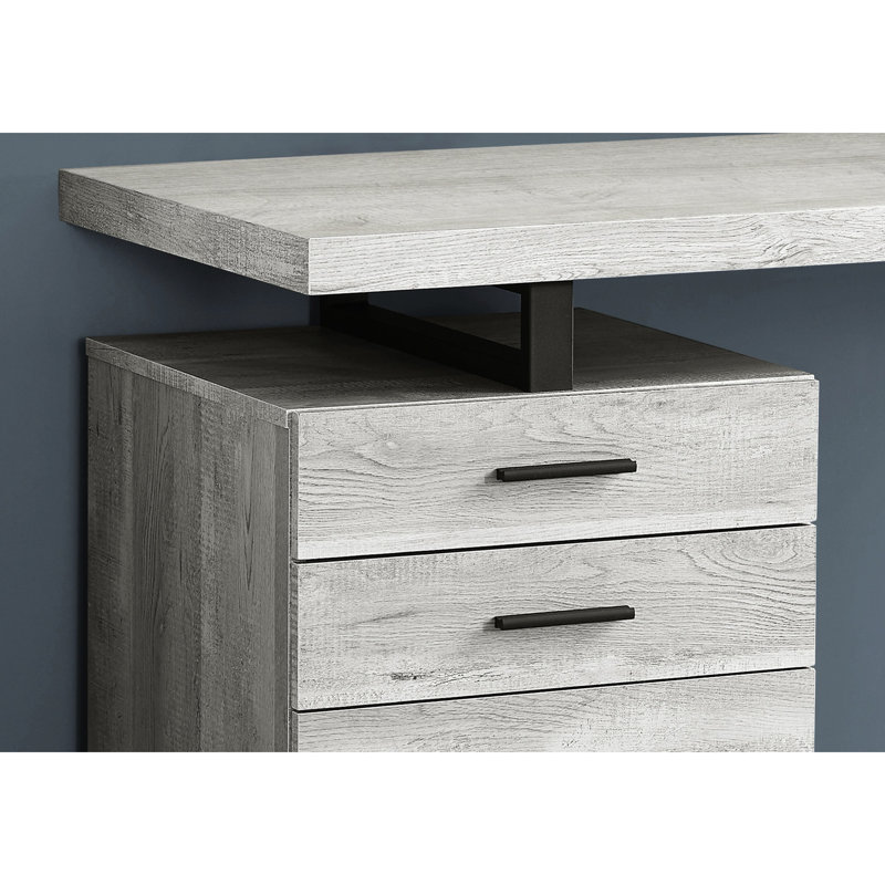 Bureau de travail moderne avec tiroirs, l 48 po, plateau en stratifié gris 48 po pour l'efficacité du bureau à domicile - aspect, stratifié, métal noir