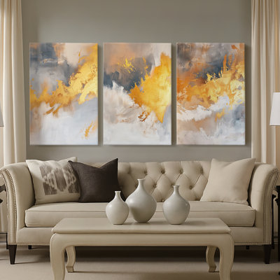 ABSTRACT Series CDXXXII  -Custom Wrapped Gallery Canvas - 3 Pieces