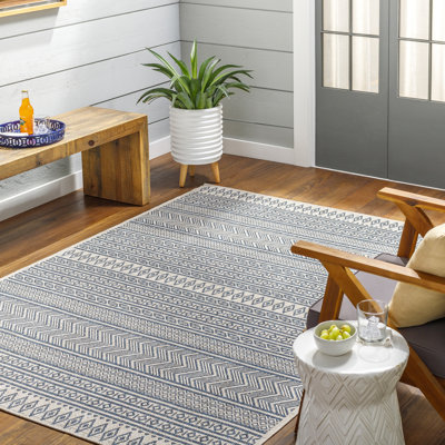 Granby Tribal Machine Woven Navy Indoor/Outdoor Area Rug