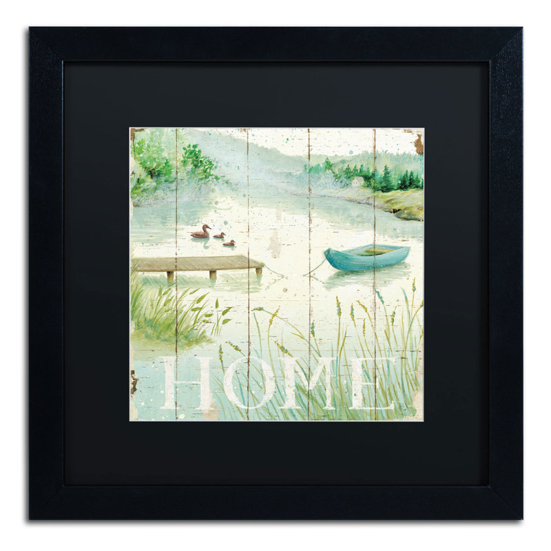 « lakeside i », reproduction d’art encadrée, H 16 po x l 16 po, Cadre noir, Noir