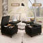 Grand tabouret de rangement carré avec deux portes de rangement, tabouret de salon pour table basse cloutée de style Mid-Century moderne, cuir d'unité centrale noir-1452969824