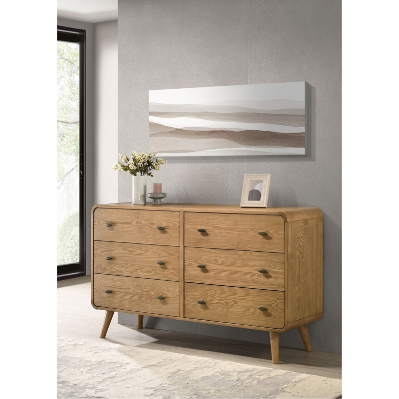 Commode de chambre à 6 tiroirs, Frêne clair