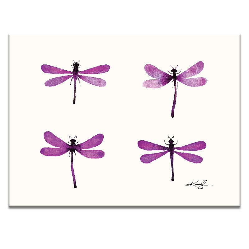 Four Dragonflies 5 by Kathy Morton Stanion - Painting on Canvas, Timber Floater Framed, 76cm H x 102cm W