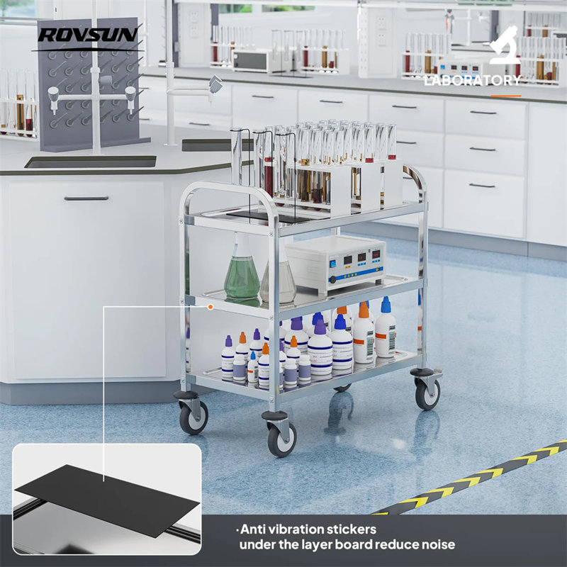 Three-Tier Stainless Steel Kitchen Utility Cart with Wheels