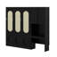 Élégant lit escamotable rabattable avec portes d'armoire décoratives arquées, casiers ouverts et tiroir de rangement escamotable-1447865084