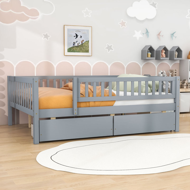 Leeroy Wood Daybed with Two Drawers, Gray, Full/Double