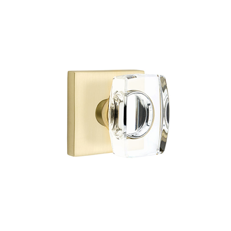 Double Dummy Windsor Crystal Knob with Square Rose, Satin Brass
