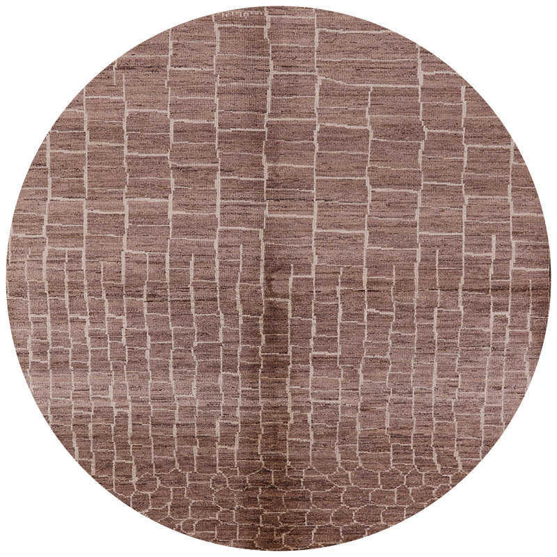 Tapis brun à motif géométrique, Rond 4 pi