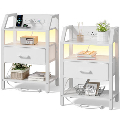 46cm W Steel Bedside Table