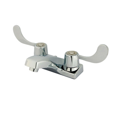 Kingston Brass Vista Two-Handle 2-Hole Deck Mount 4" Centerset Bathroom Faucet with Plastic Pop-Up
