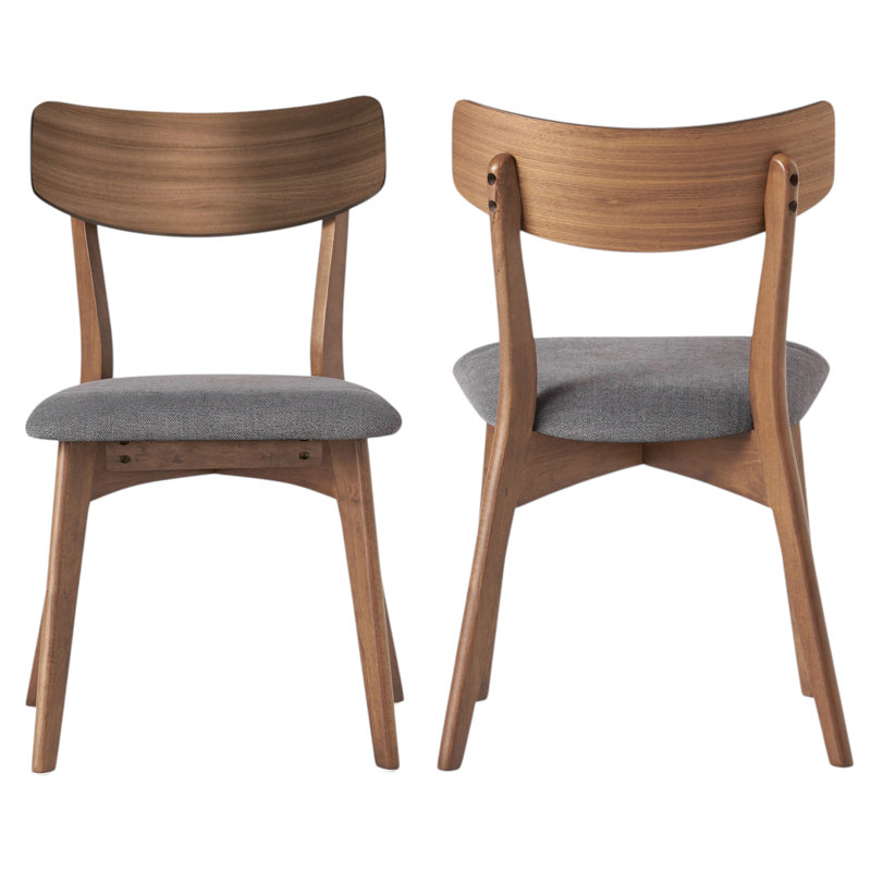 Putnam Upholstered Dining Chairs With Curved Back & Rubberwood Legs