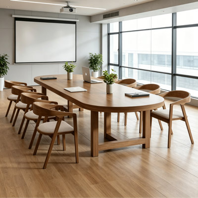 Simple Modern Oval Solid Wood Conference Table