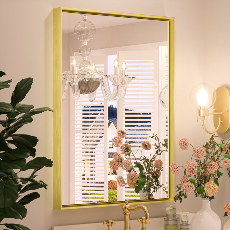 Miroir de vanité encadré / Miroir d'appoint, Doré, 30 po x 22 po