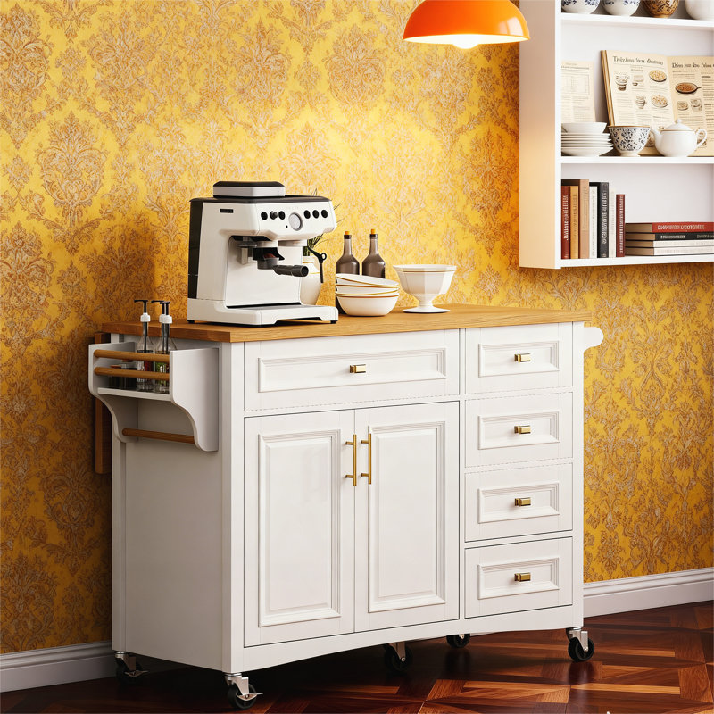 Kitchen Island With Drop Leaf, White