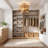 16" Boho 4-Light Handwoven Drum Dimmable Semi-Flush Mount Ceiling Light With Tassels, Gold Metal & Raffia Shade, Decorative Organic Modern Fixture