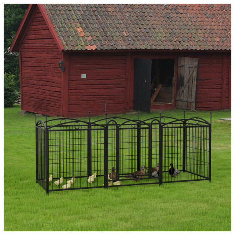 Enclos pour chien noir en métal, enclos d'exercice pour animaux de 32 pouces de hauteur avec 8 panneaux