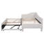 Lit de jour simple tapissier en L rembourré avec couchette escamotable, beige-384441858