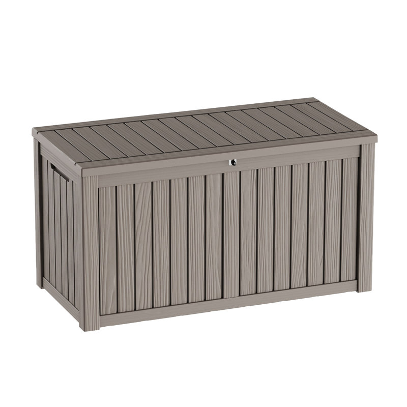 150 Gallon Water Resistant Resin Lockable Deck Box,All-Weather Outdoor Storage, Brown-Grey